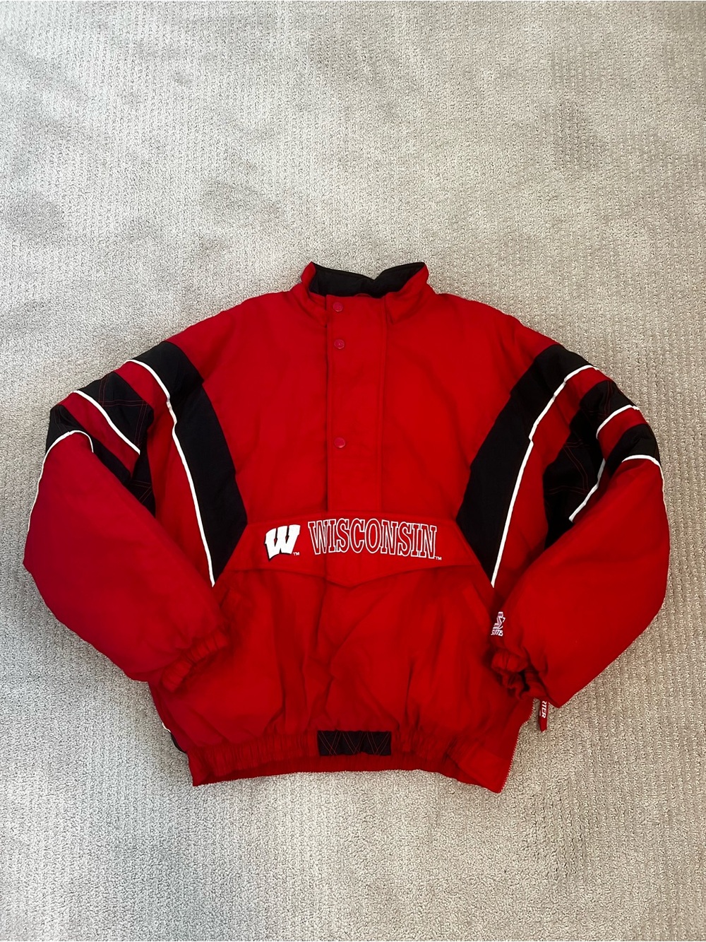 Vintage 1990s Starter Wisconsin Badgers Half Zip Jacket